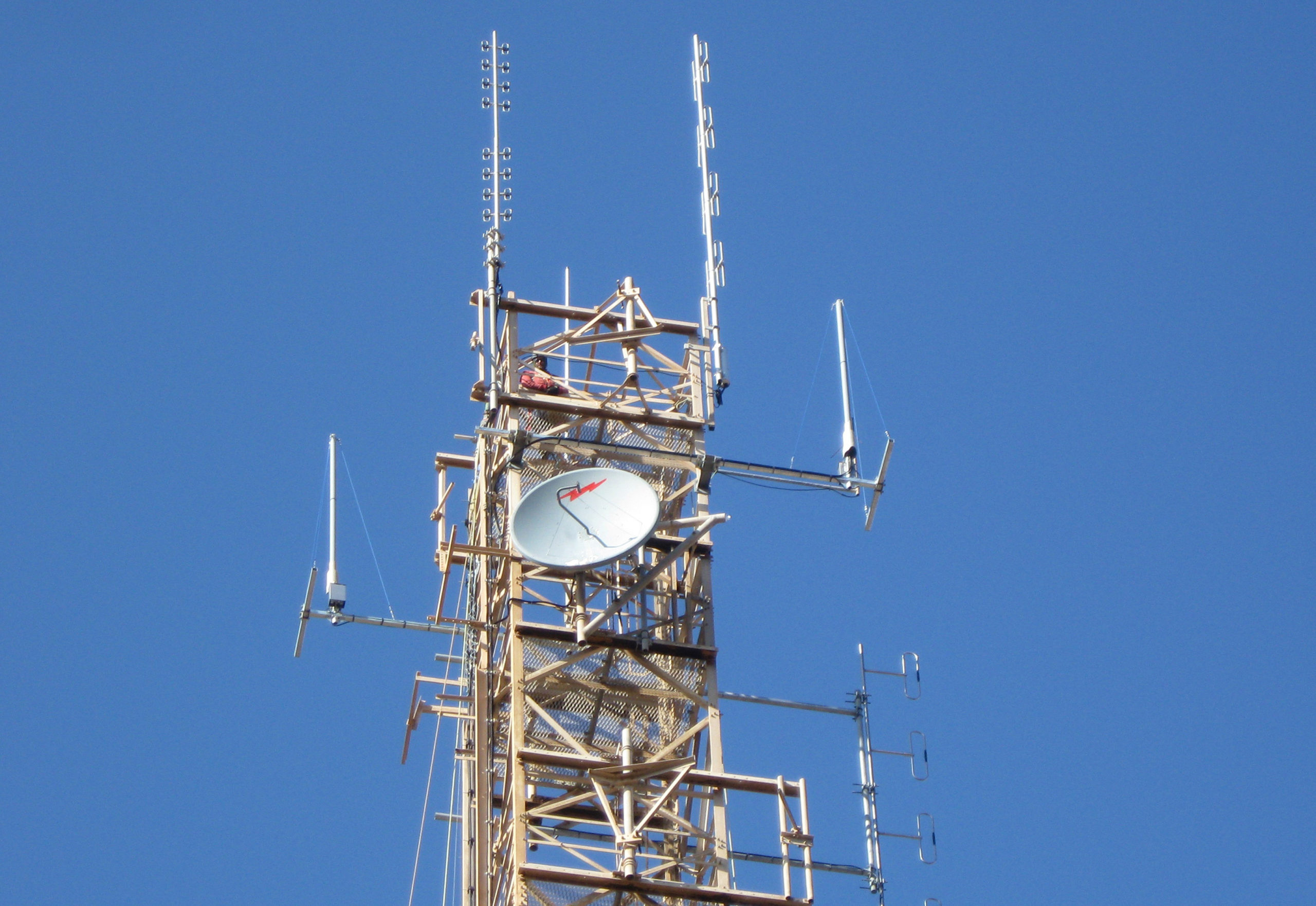 Two automatic dependent surveillance broadcast (ADS-B) antennas