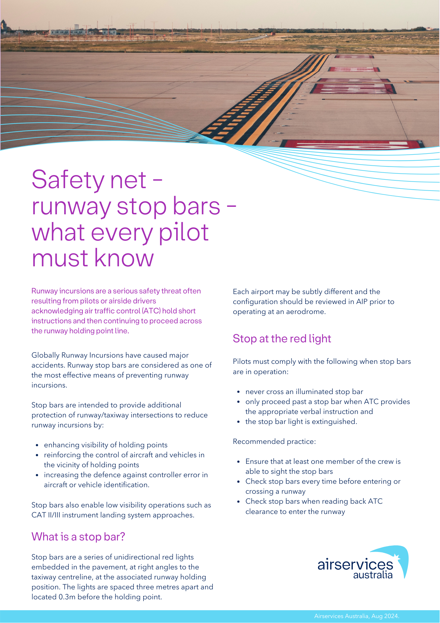 Safety net – Runway stop bars – What every pilot must know